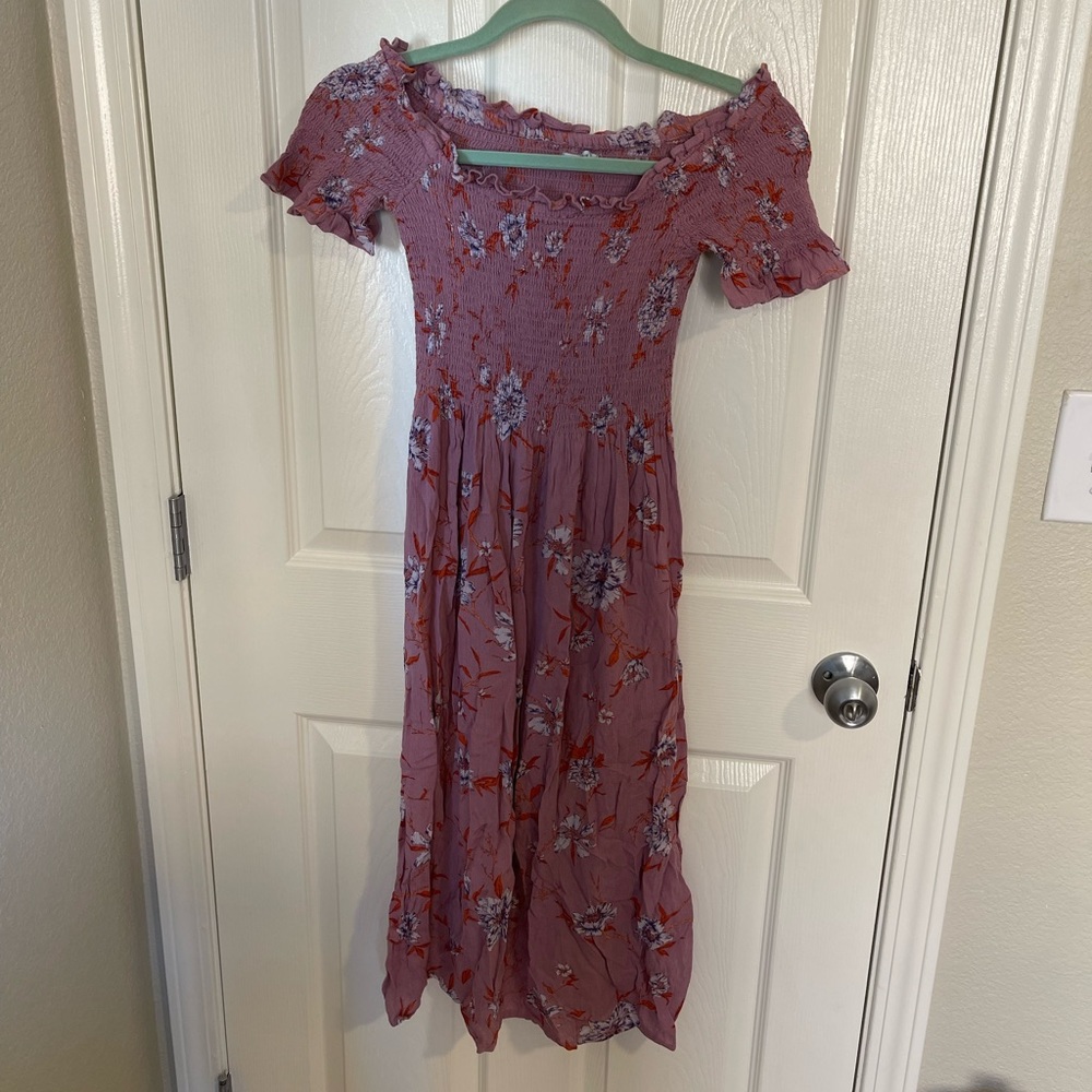 UO off shoulder floral dress w/slit